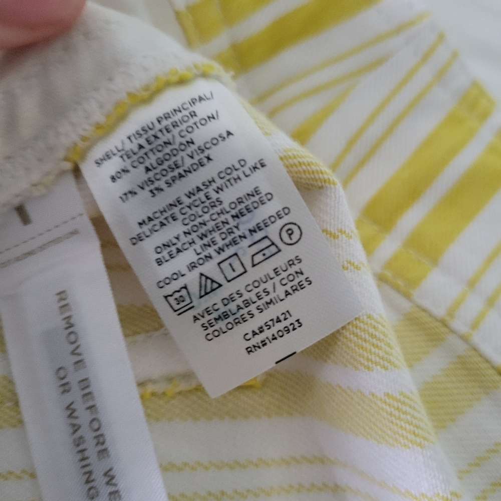 LOFT Skirt Womens Yellow White Striped A-Line Cotton Blend Stretch Pockets Sz 6 - Picture 3 of 6